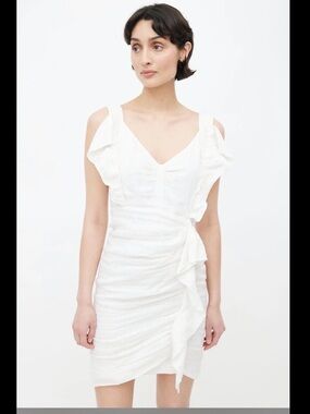 Isabel Marant Étoile Linen Ruffle Mini Dress | FR 42 (US 10) | White